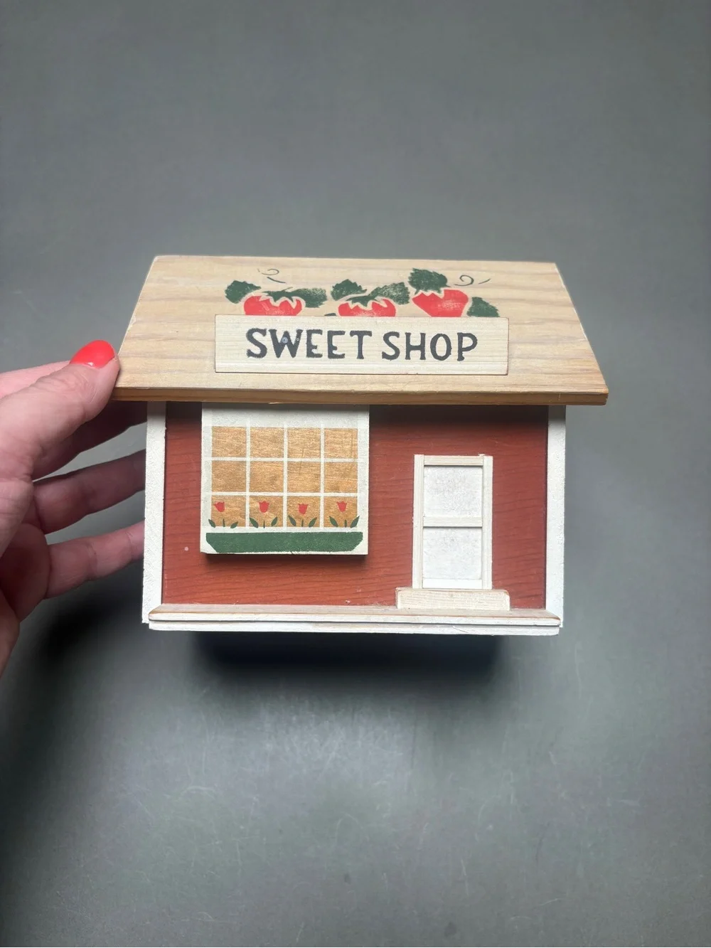 Sweet Shop Wooden Miniature House Music Box plays Candy Man